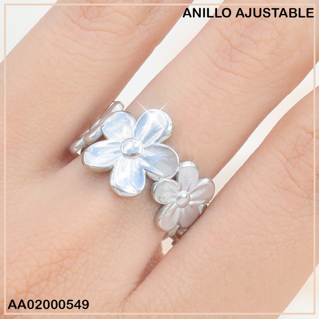 ANILLO PLATEADO FLORES 0711102-334