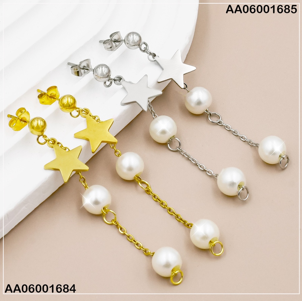 ARETES PLATEADO ESTRELLA / PERLA 0741262-W163