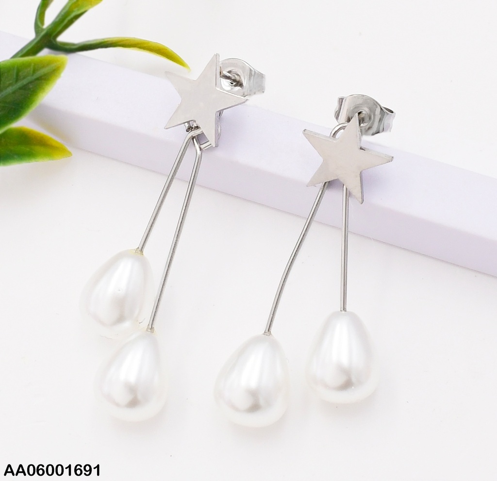 ARETES PLATEADO ESTRELLA / COLGANTE PERLAS 0740272-W47