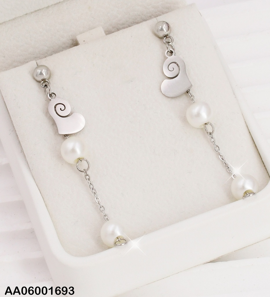 ARETES PLATEADO REMOLINO CAD. PERLAS 0741292-W163