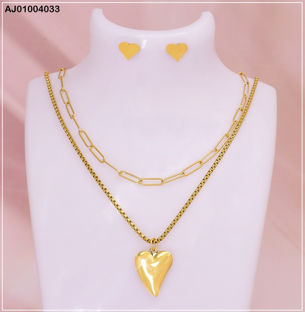 JUEGO CAD. DOBLE DIJE CORAZON 0740491-W163 (NPE2025)