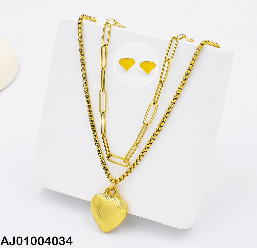 JUEGO DOBLE CAD.DIJE CORAZON RAYADO DIAGONAL 0740441