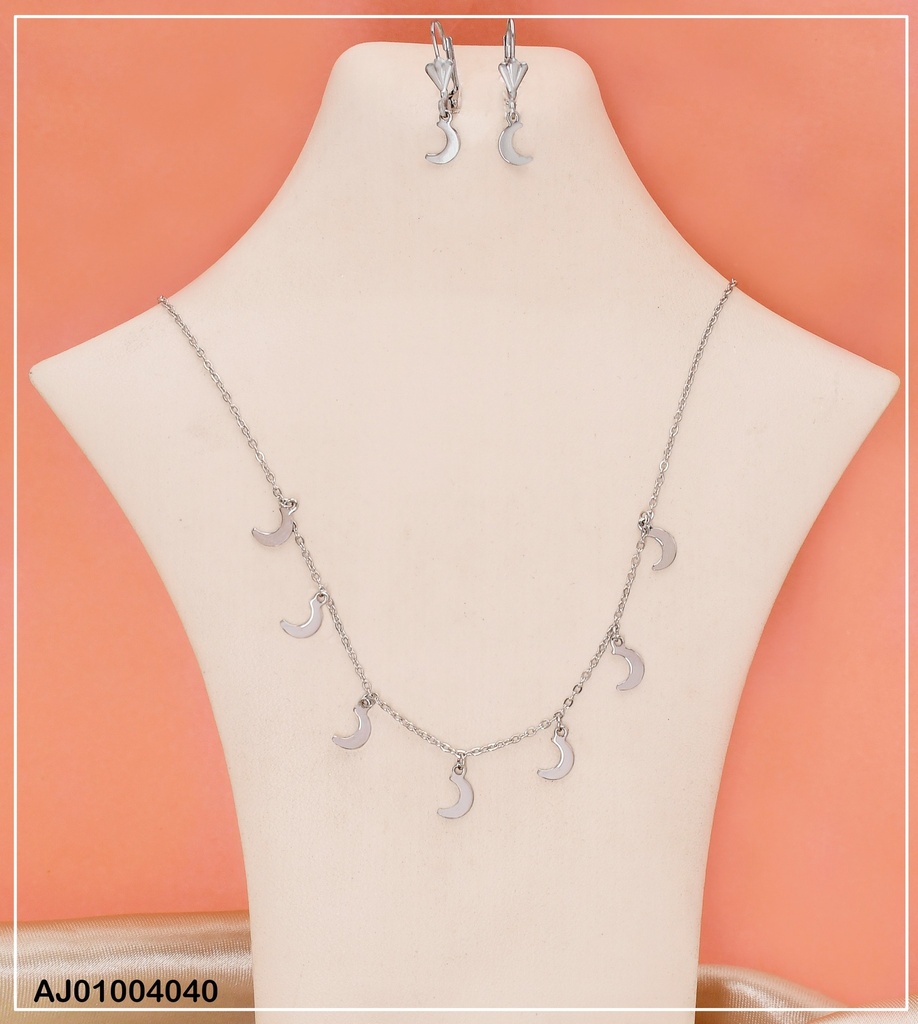 JUEGO PLATEADO  ARETES / DIJE LUNA 0712982-W02