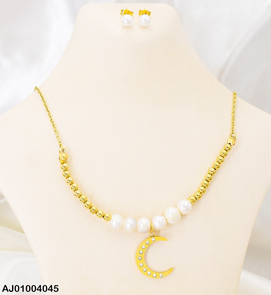 JUEGO ARETES PERLA / DIJE LUNA 0712081-054