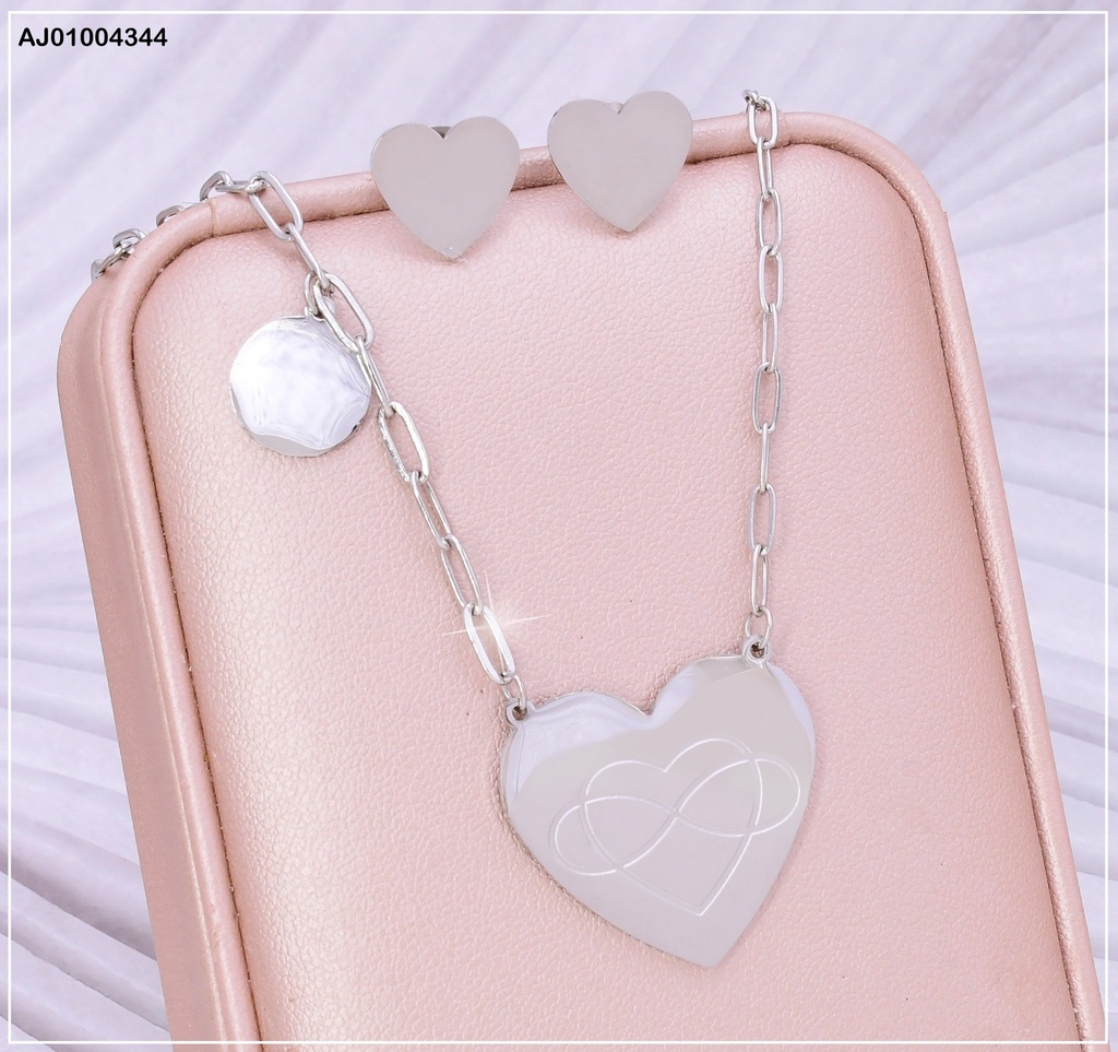 JUEGO PLAT. CORAZONES ARETES PLACAS,DIJE INF.CAD C/PLACA RD 0711852