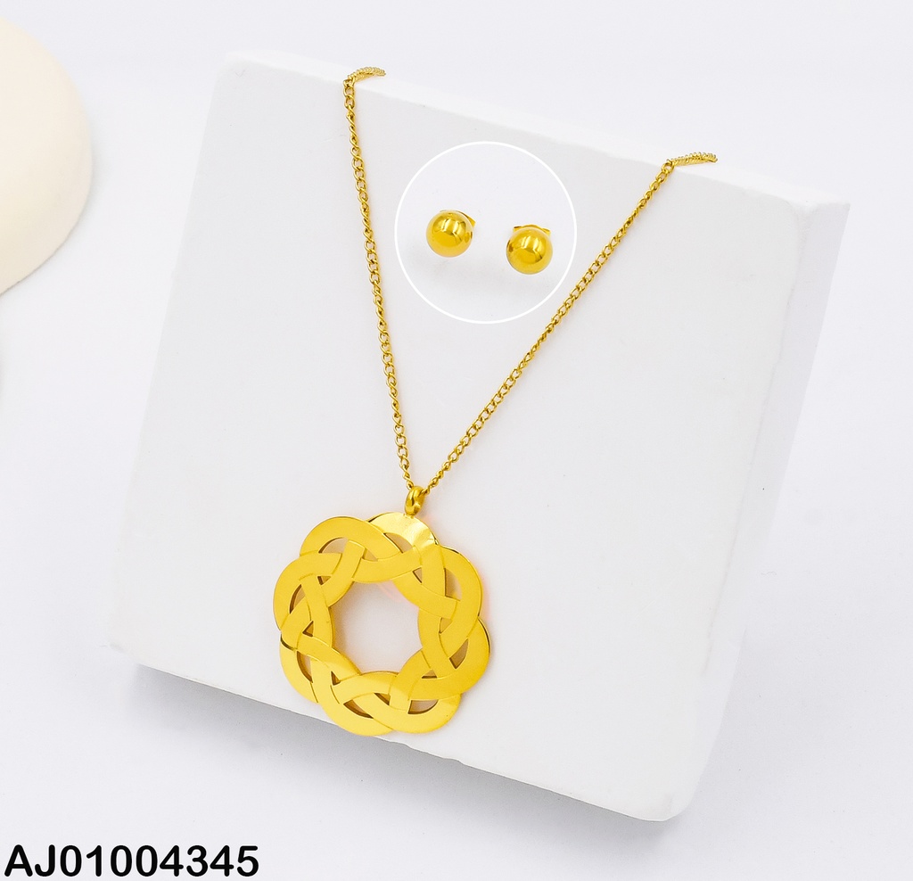 JUEGO ARETES PELOTITAS DIJE:CIRCULO LINEAS ENTREL. 0711551-054 (NPE2025)