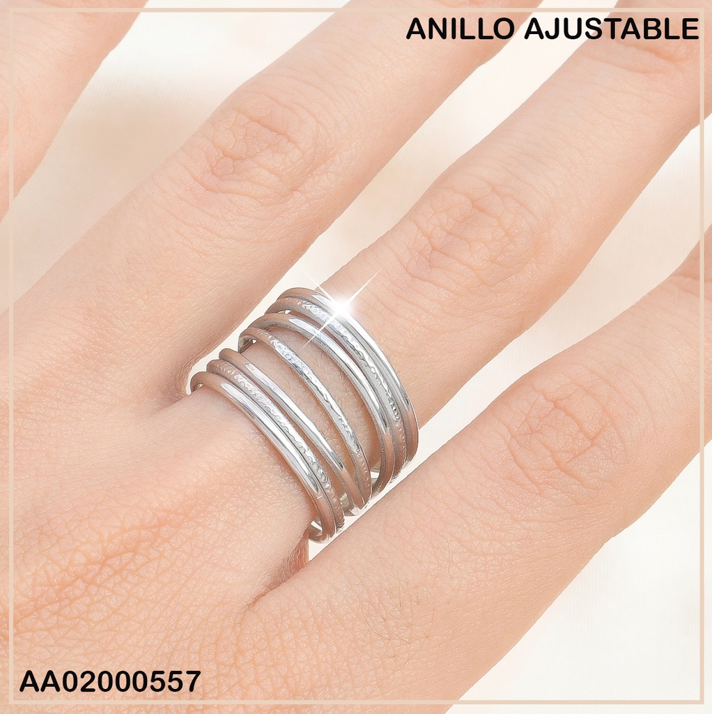ANILLO PLATEADO 6 LINEAS 0710832-334