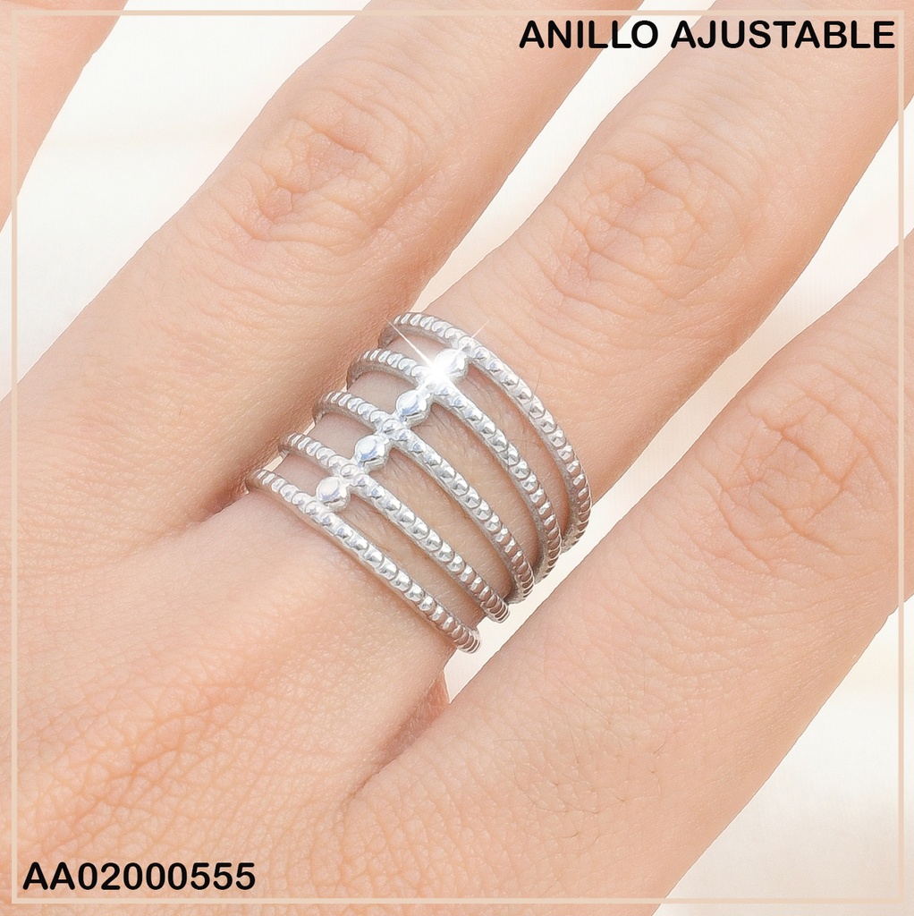 ANILLO PLATEADO 5 LINEAS/LINEA CENTRO 0710842