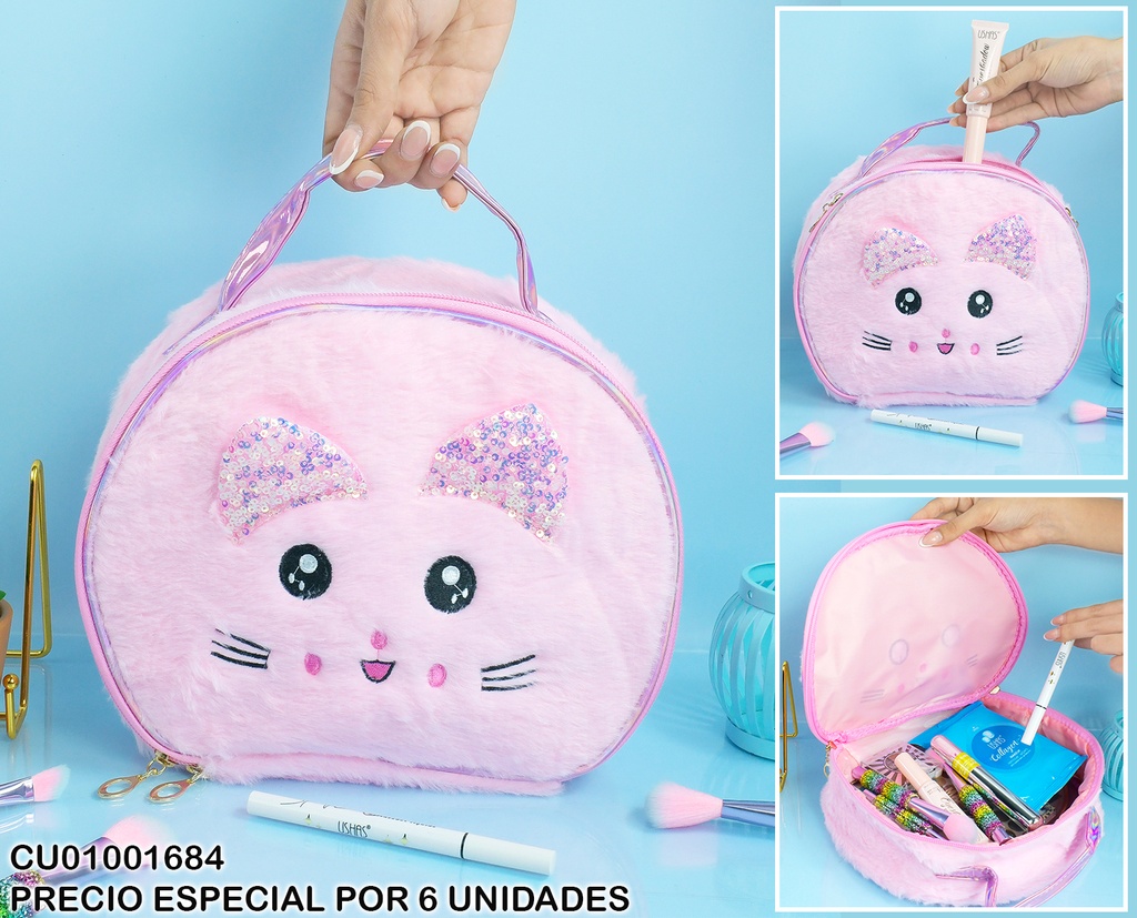 COSMETIQUERA ROSA MALETITA GATITA PELUCHE F1-10912-6-B
