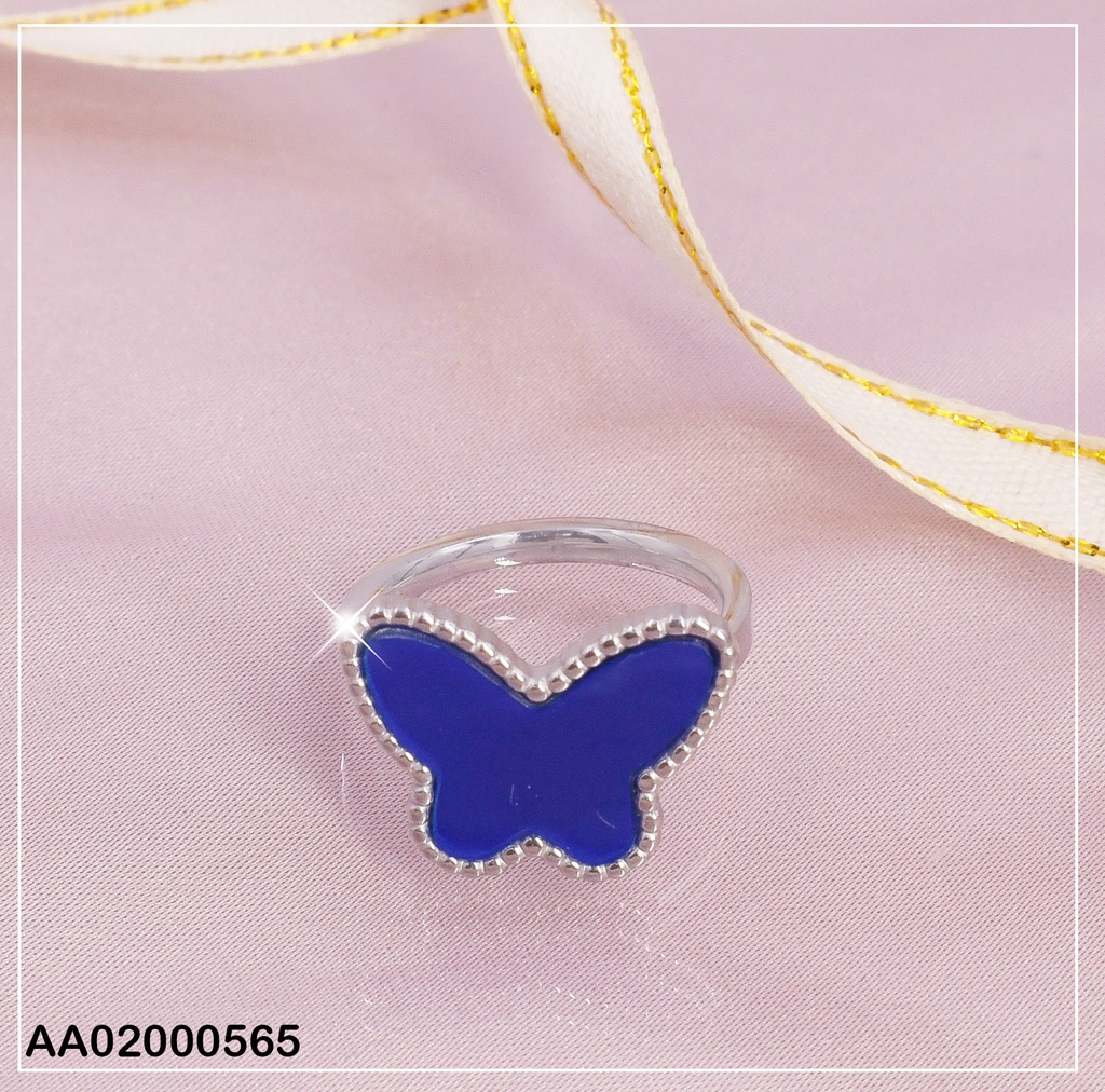 ANILLO PLATEADO MARIPOSA AZUL 08682-766