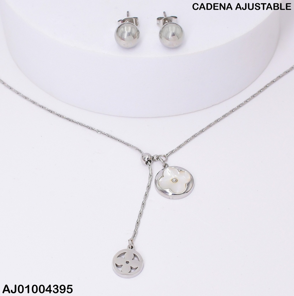JUEGO PLAT. ARETES PELOTAS CADENA MARIPOSA BLANCA 0744302