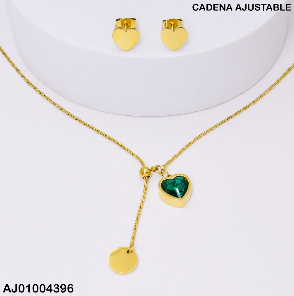 JUEGO CORAZONES DIJE VERDE/PLACA RD 0744321