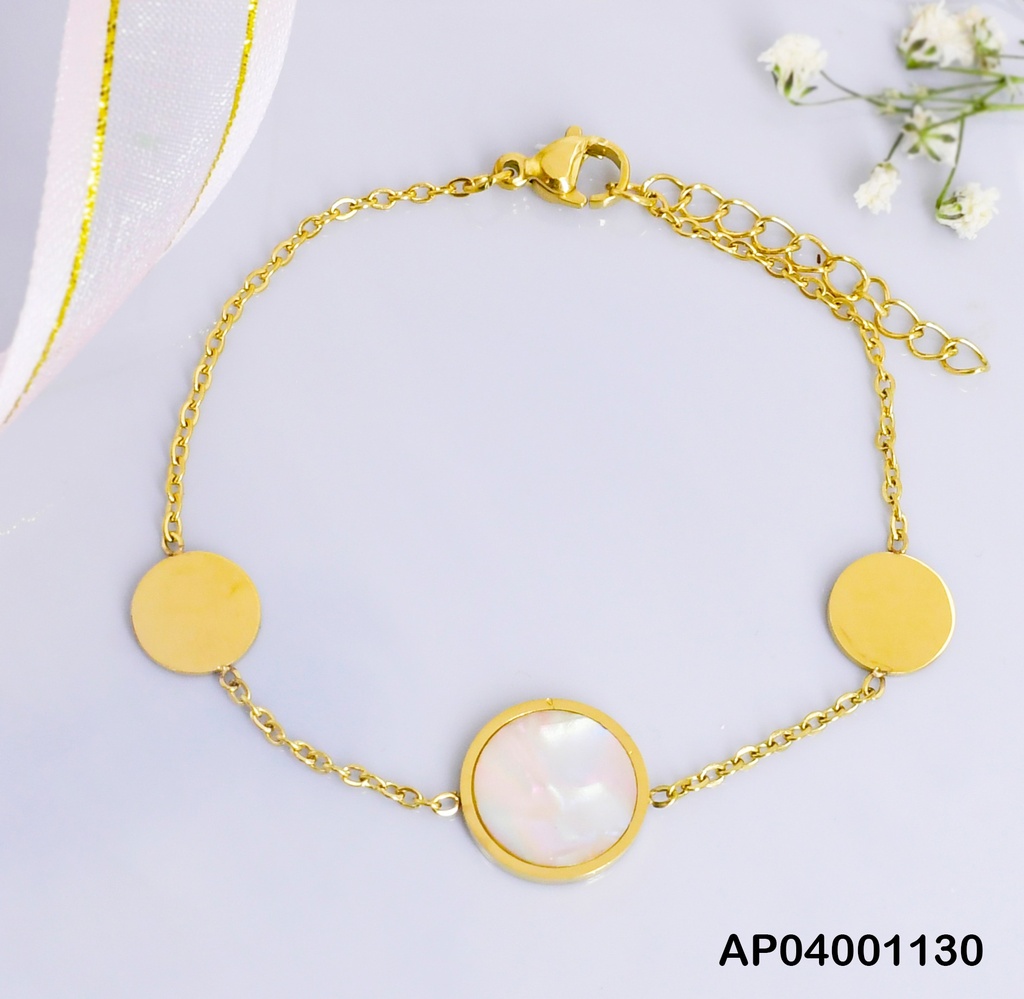 PULSERA FINA PLACAS RD CENTRO BLANCA 0741951