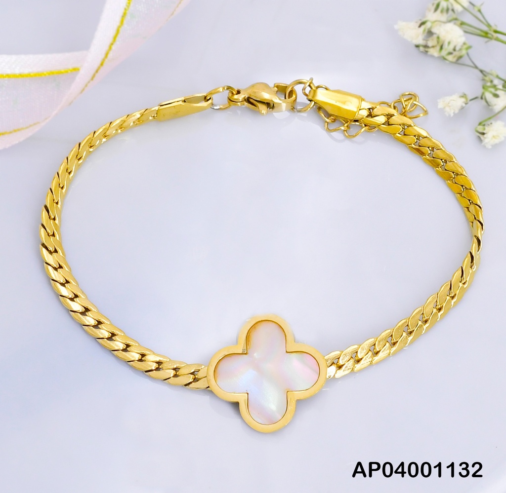 PULSERA MARTILLADA CENTRO FLOR BLANCA 4PET.0742091
