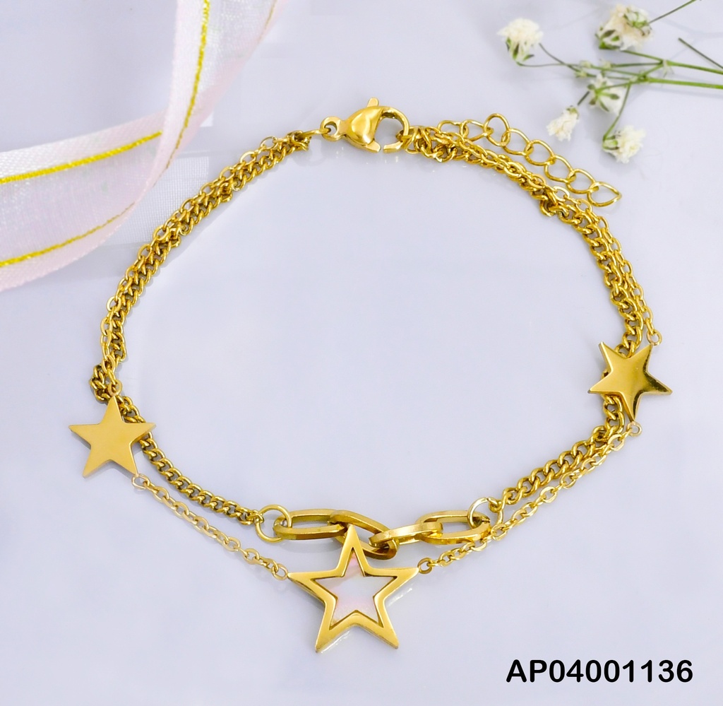 PULSERA DOBLE ESTRELLAS/2 PLACAS-BLANCA 0742361