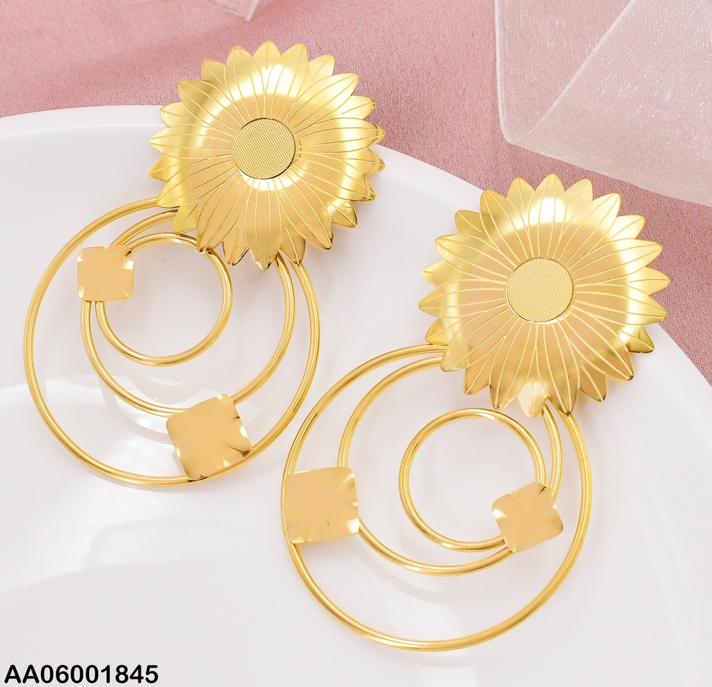 ARETES FLOR GRANDE C/3 CIRCULOS COLGANTES 0739111