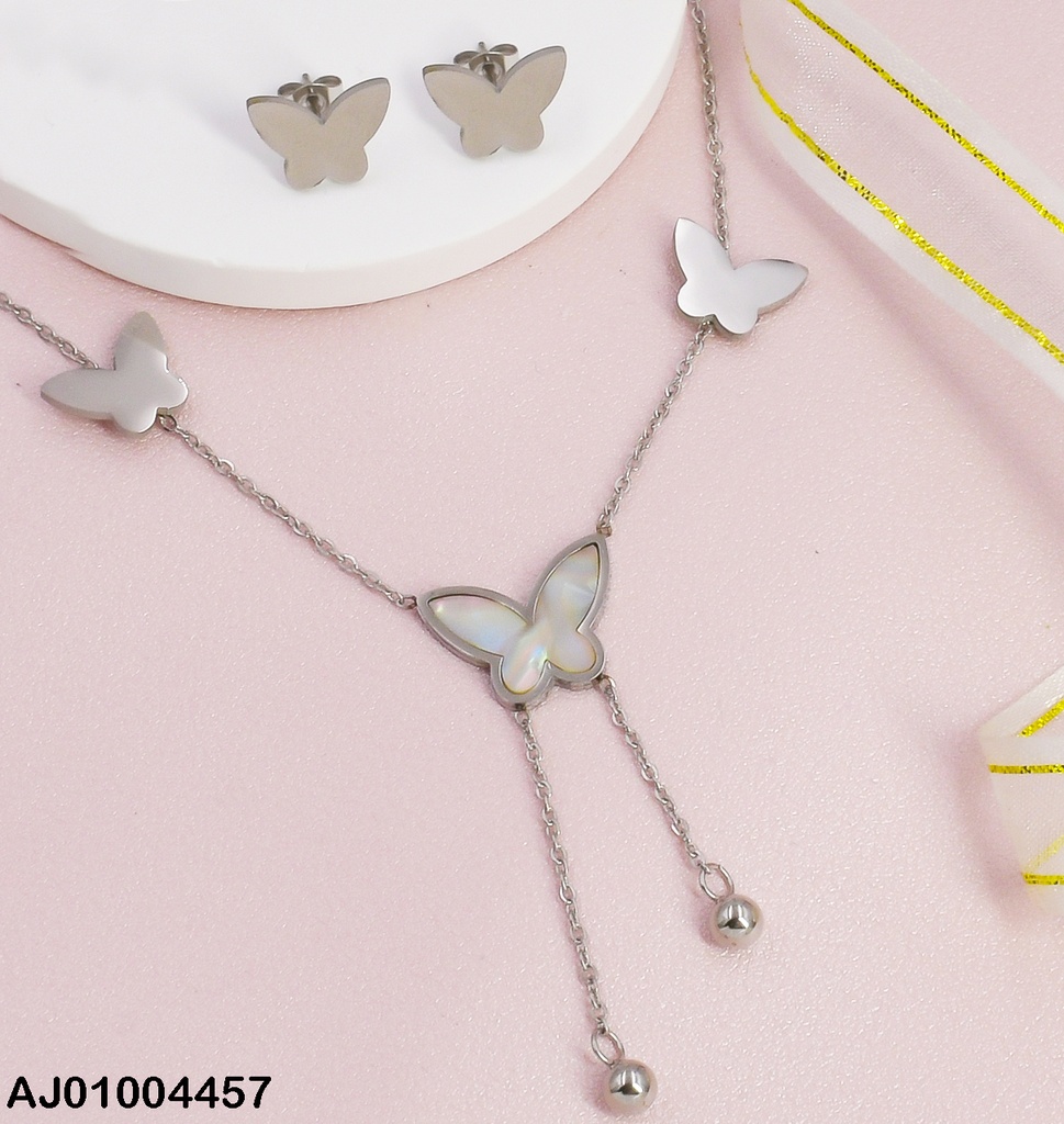 JUEGO PLAT. MARIPOSAS CADENA LARGA🦋BLANCA/PLAC.0747432