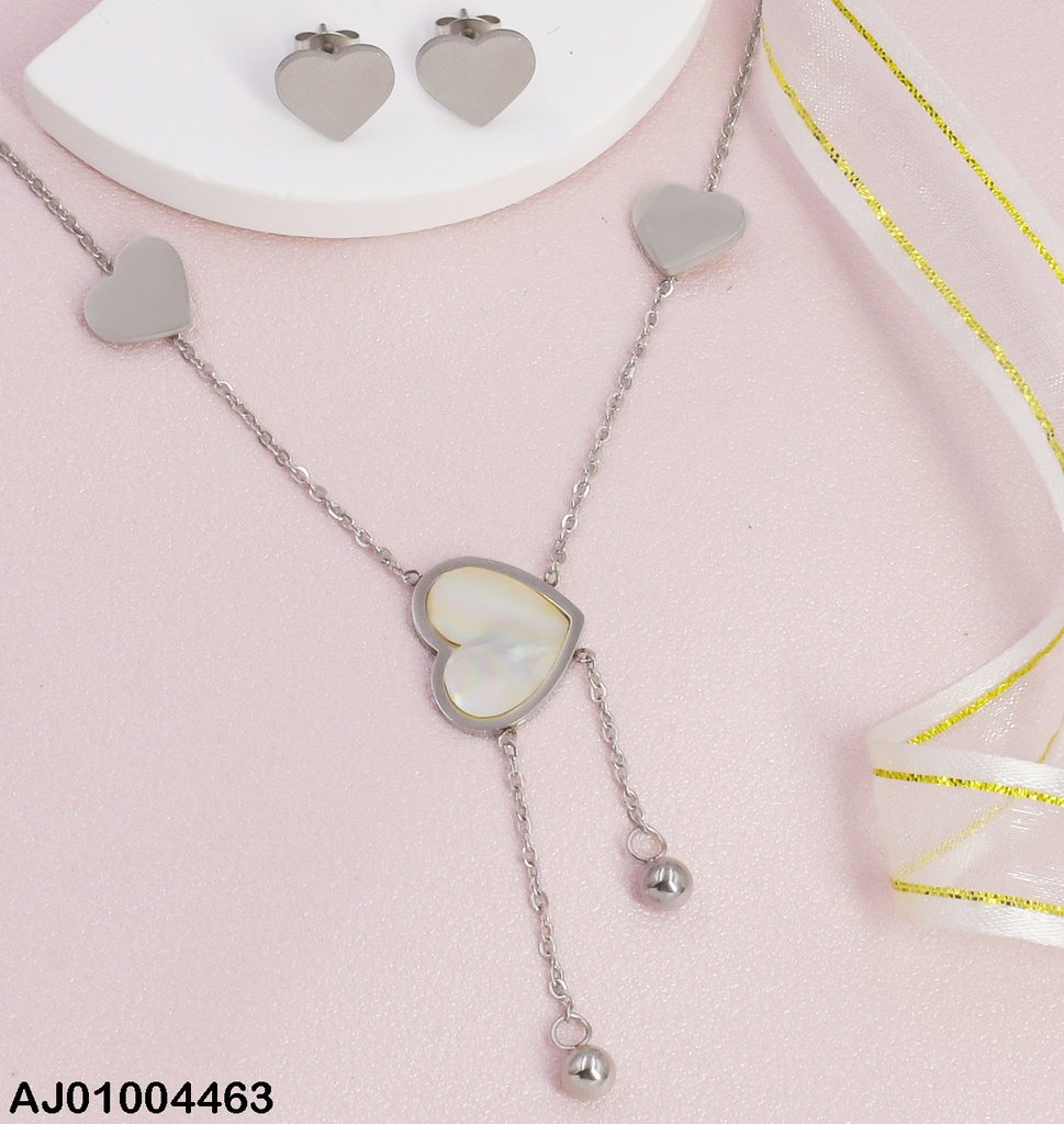 JUEGO PLAT./CADENA CORAZONES,DIJE BLANCO 0747492-180