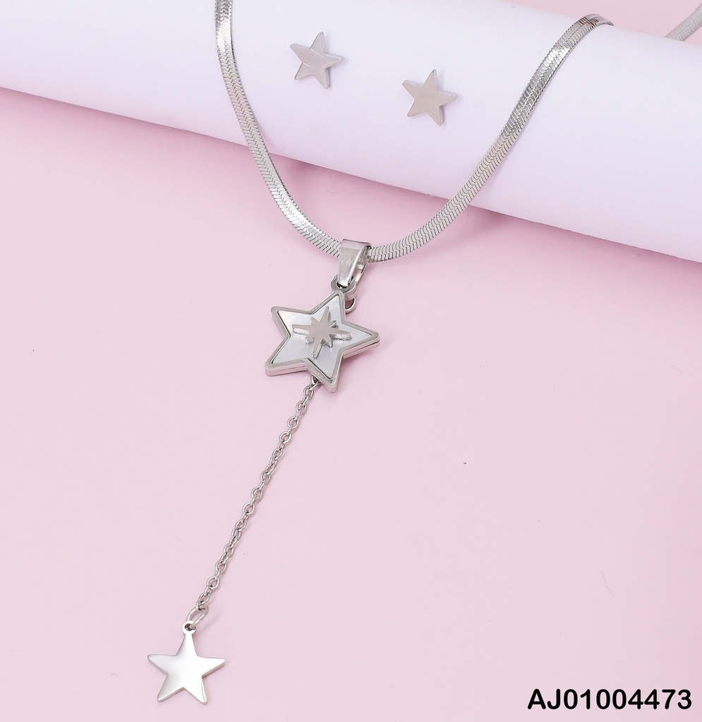 JUEGO PLAT. ESTRELLAS C/COLGANTE.DIJE:FONDO BLANCO 0745612