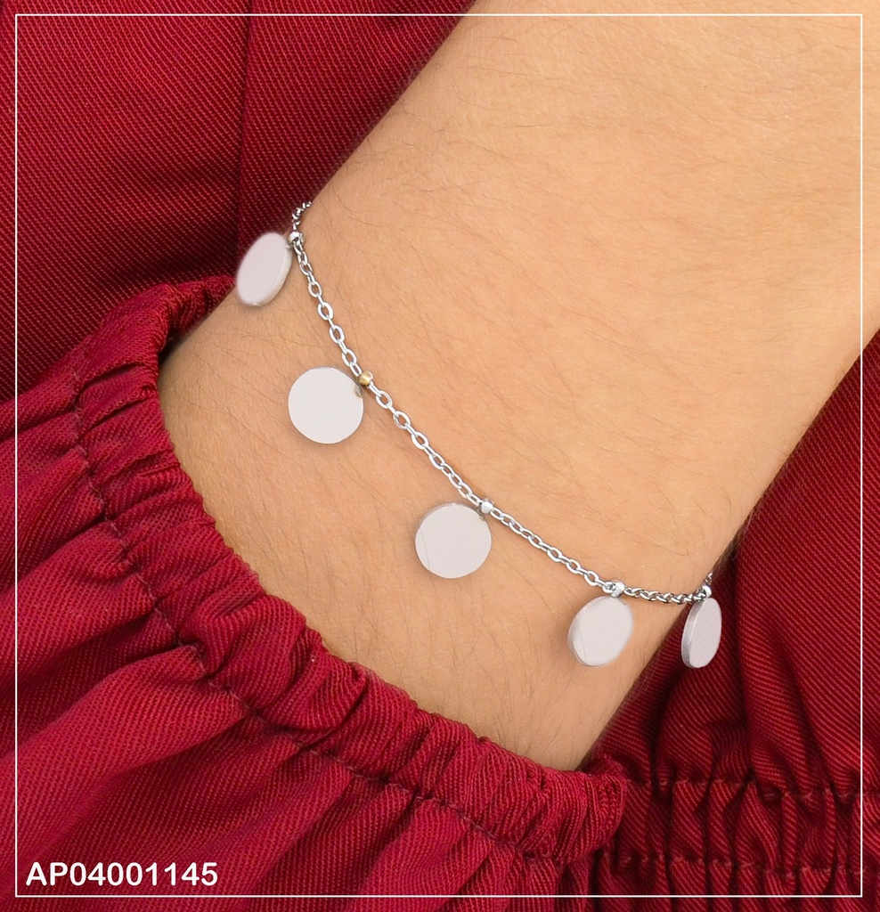 PULSERA PLAT. FINA C/PLACAS RD COLGANTES 0747932