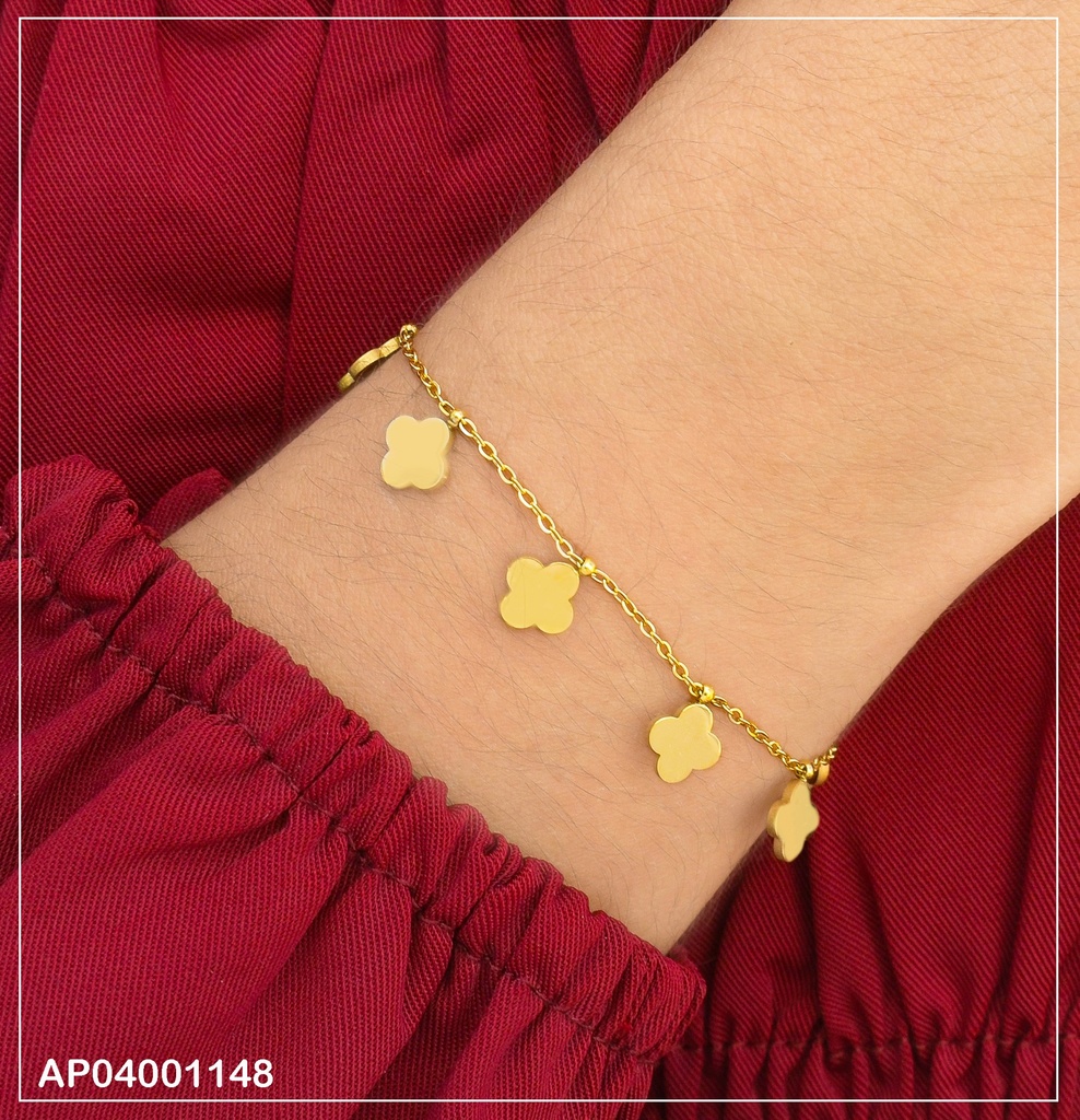 PULSERA FINA C/PLACAS FLOR 4P COLGANTES 0747951