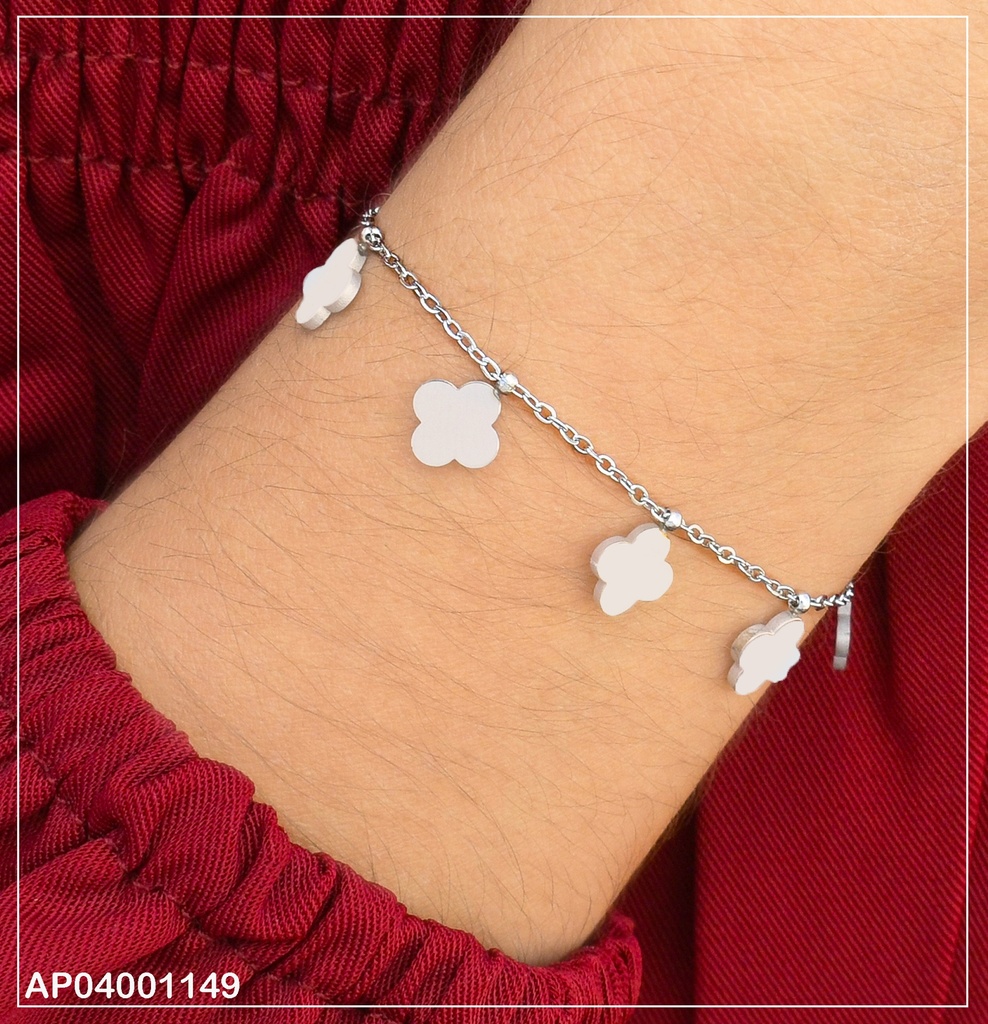 PULSERA FINA C/PLACAS FLOR 4P COLGANTES 0747952