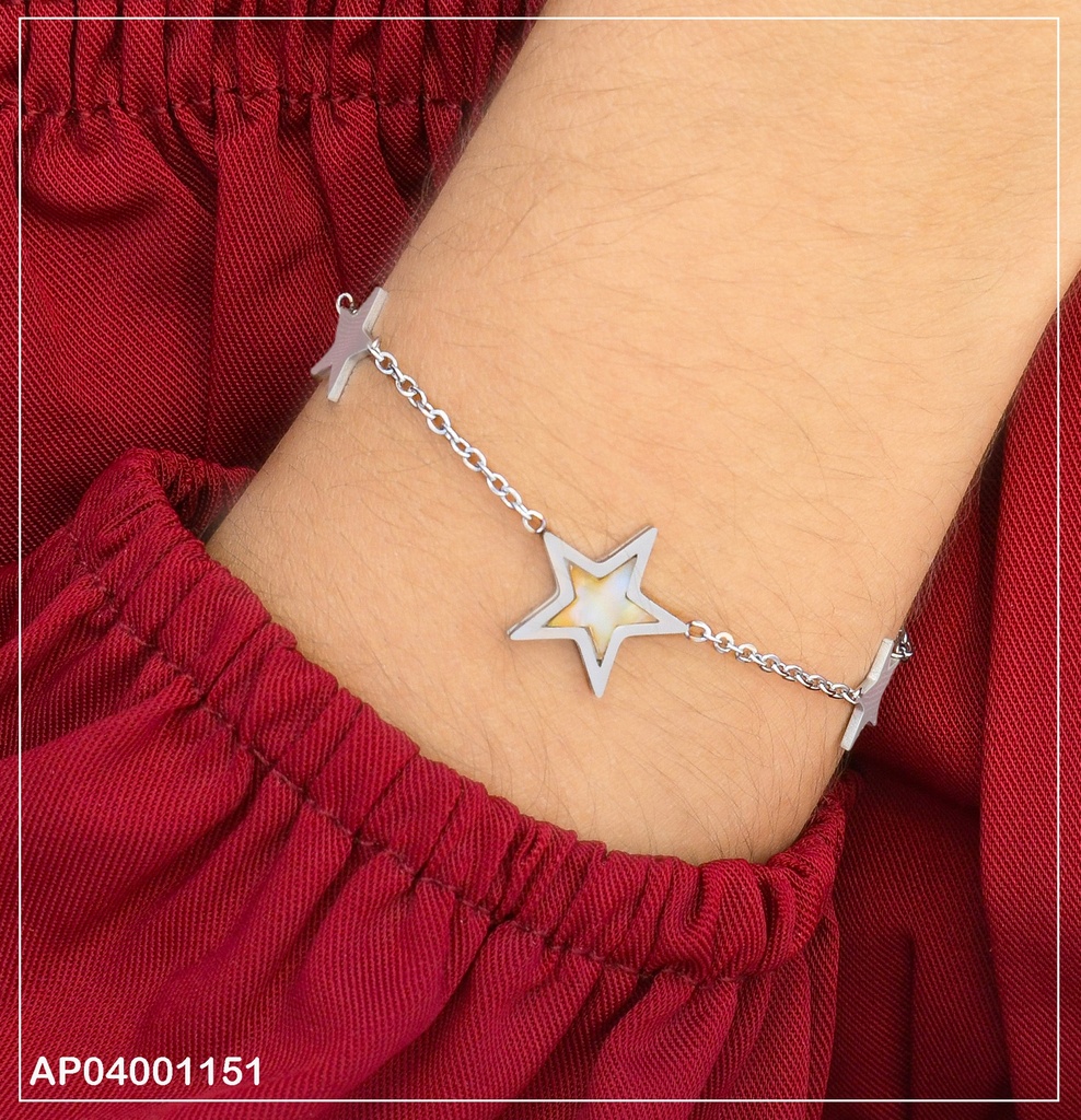 PULSERA PLAT. FINA ESTRELLAS 2 PLACAS/1 NACAR 0741942