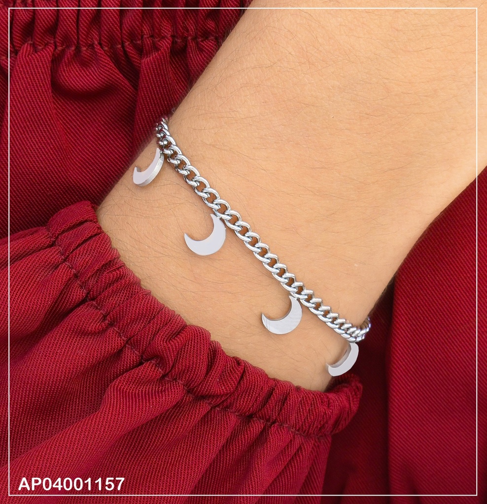PULSERA PLAT. DIJES PLACAS MEDIAS LUNAS 0747882