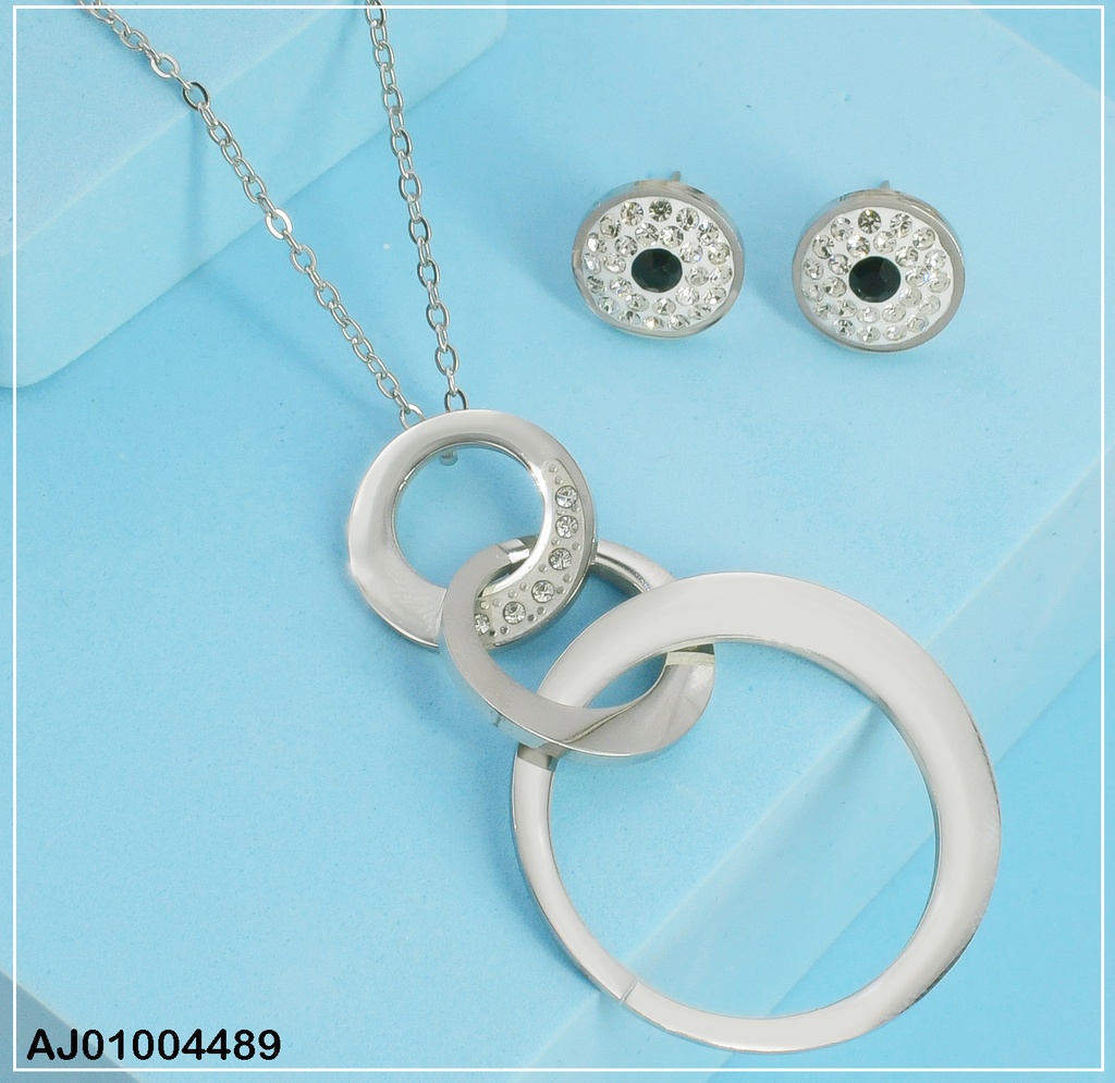 JUEGO PLAT. CORAZON ZIRC.C/BORDE DOR.ARETES COLGAR 0711752