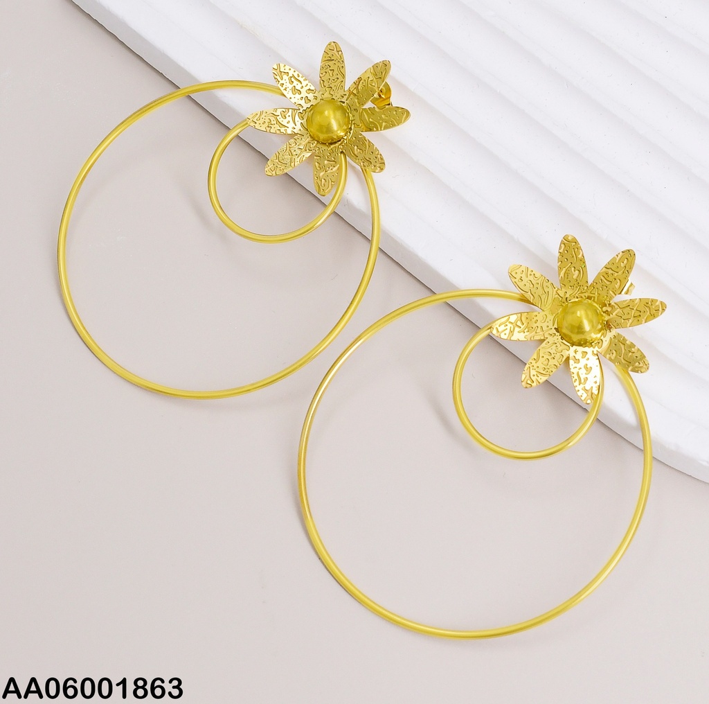ARETES FLOR GRABADO 2 CIRCULOS 0712271-054