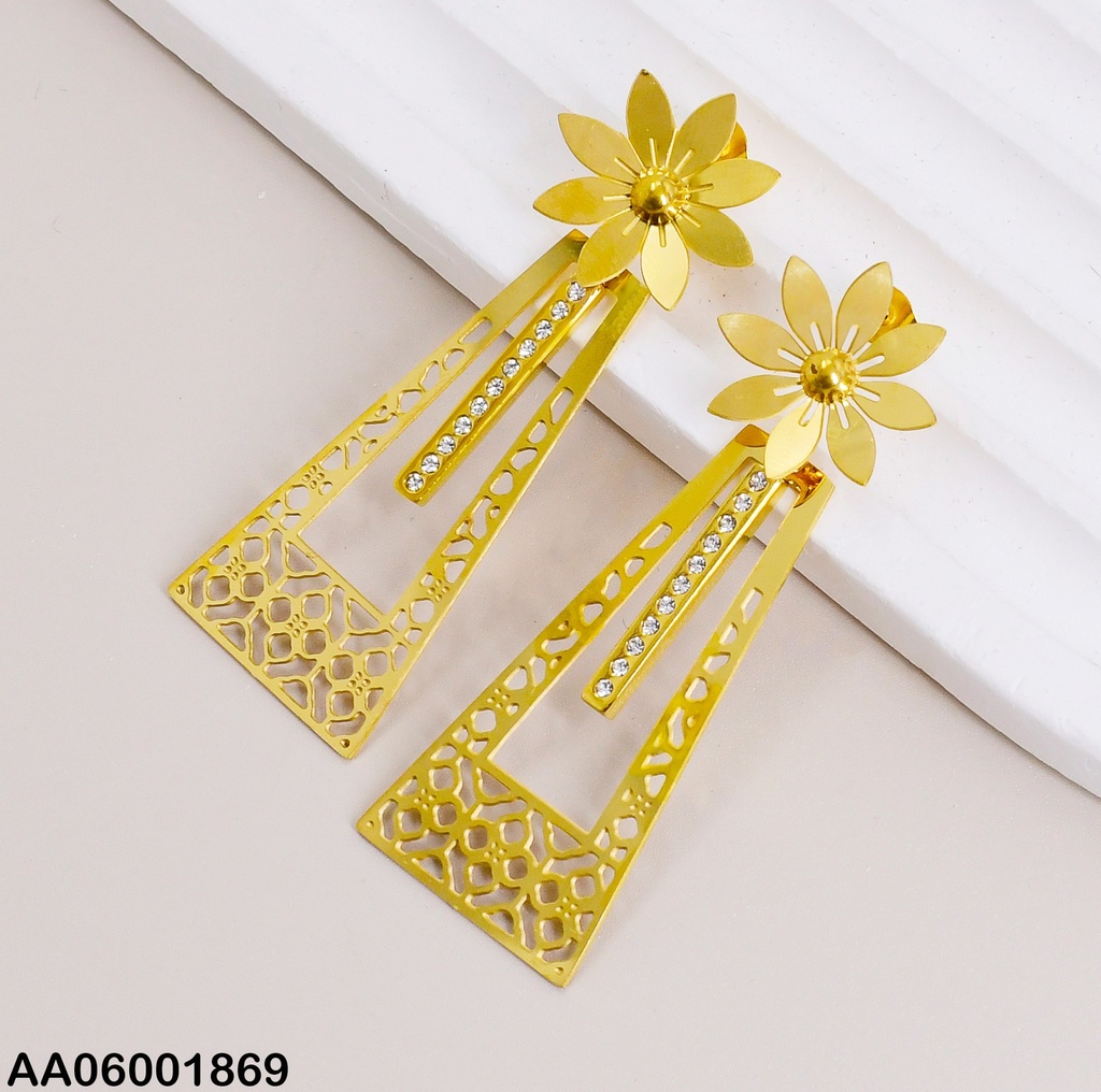 ARETES LARGOS FLOR FORMA TRAPECIO PALITO 0738971-054