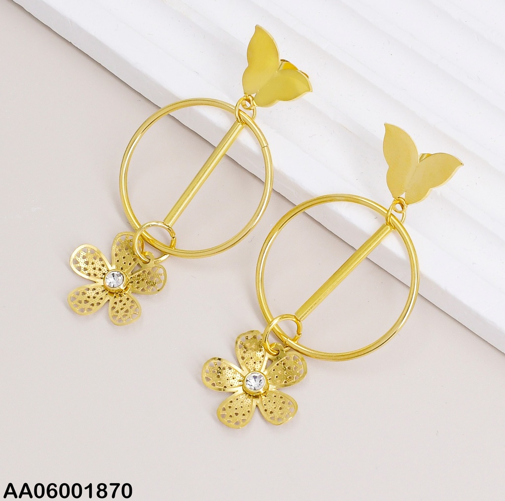 ARETES RD. MARIPOSA/PALITO FLOR 0738751-054