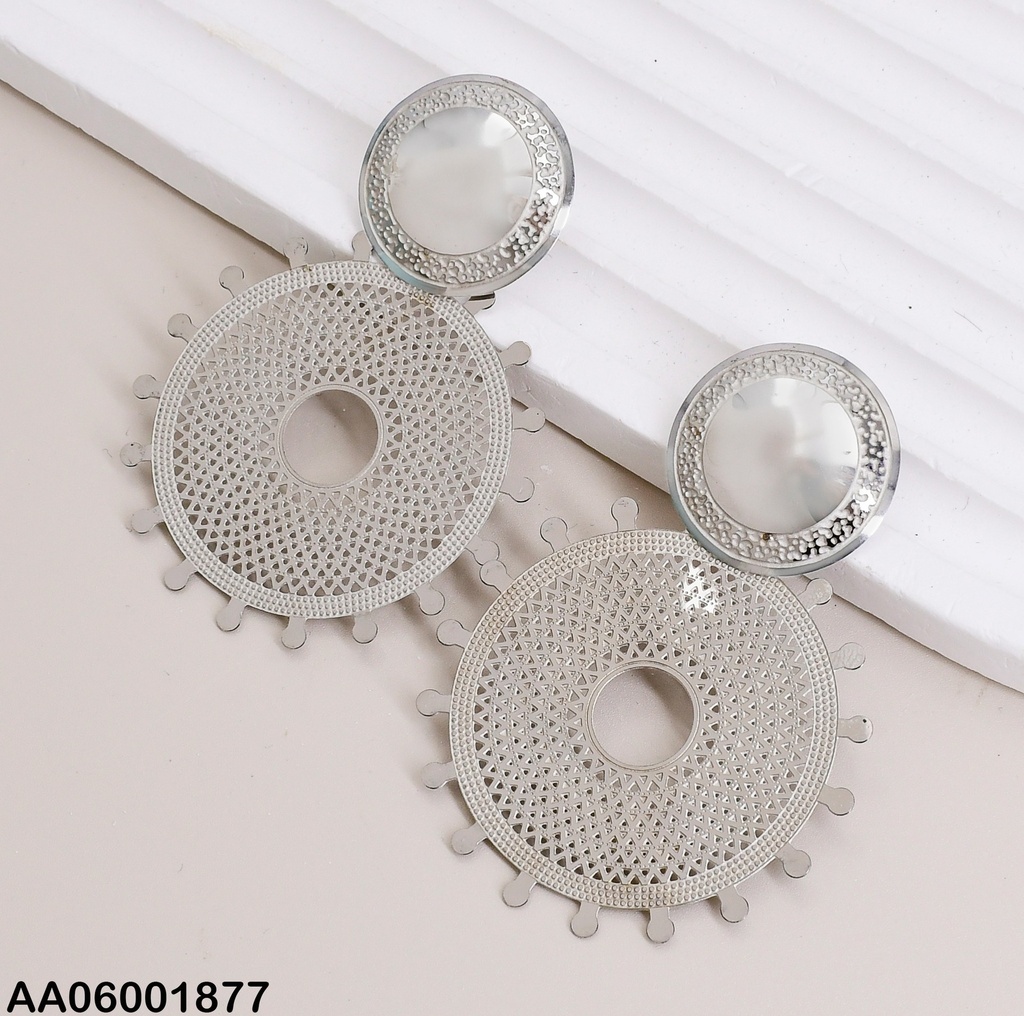 ARETES PLATEADO 2 CIRCULOS LISO/GRABADO 0712592-054