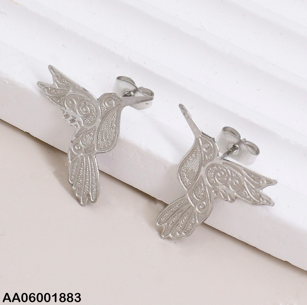 ARETES PLATEADO PAJARITO ALAS SEMI ABIERTAS 0712332-054
