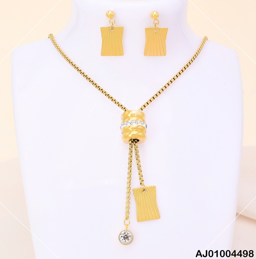 JUEGO ARETES RECT.VERTIC.RAYAS. DIJE:CILINDRO/ZIRC 0744491