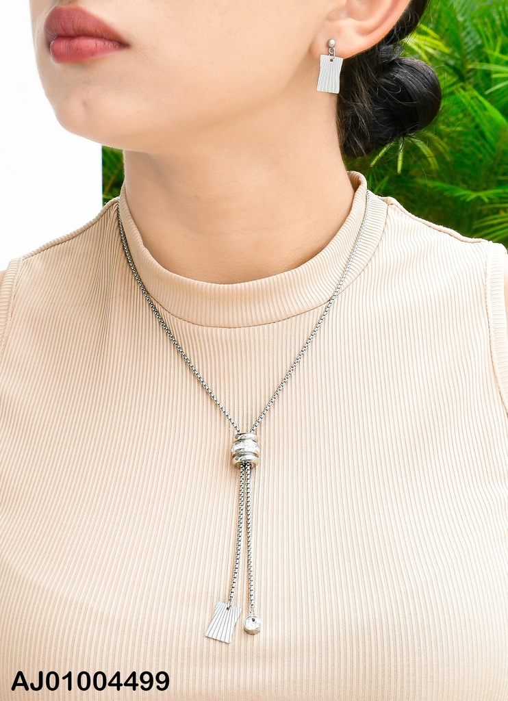 JUEGO PLAT. ARETES RECT.VERTIC.RAYAS. DIJE:CILINDRO/ZIRC 0744492
