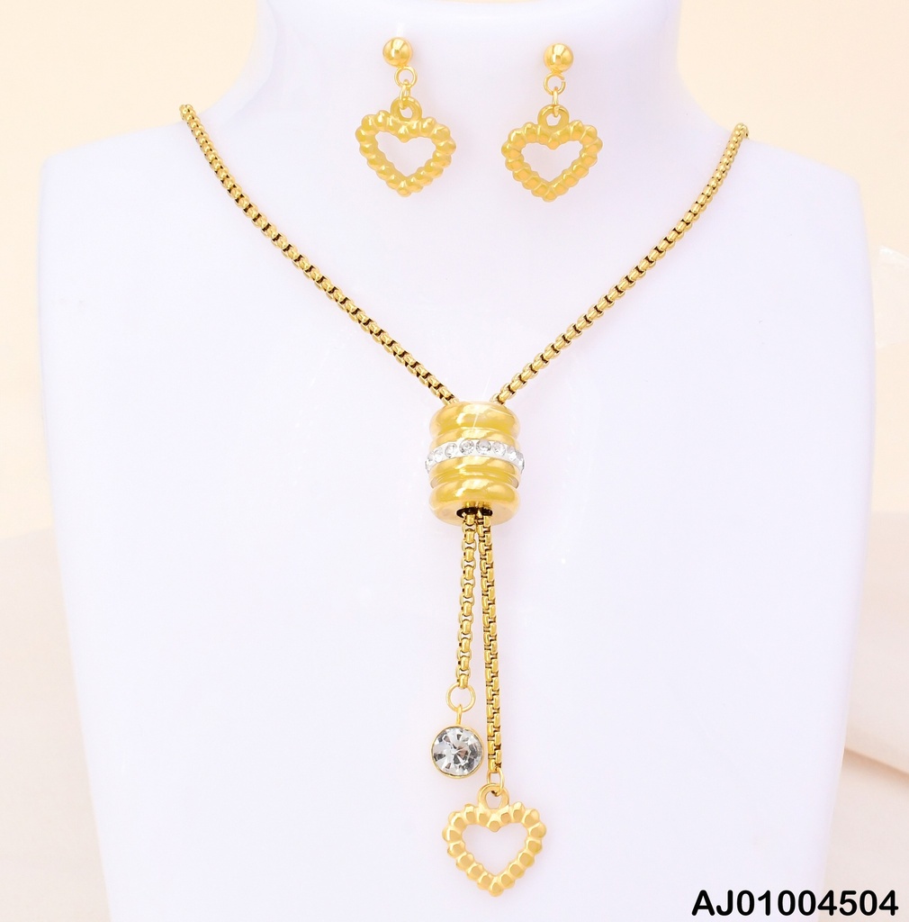 JUEGO ARETES CROQUI CORAZON PELOTITAS DIJE:CILINDRO/ZIRC 0744381