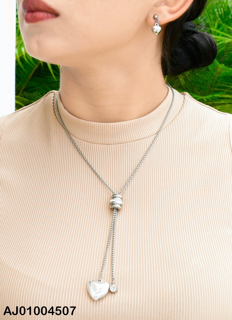 JUEGO PLAT. CORAZON INFLADO PELOTITAS DIJE:CILINDRO/ZIRC 0744372
