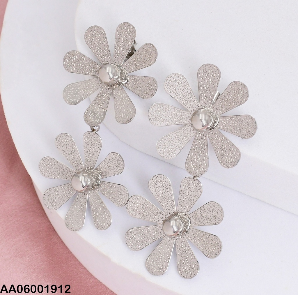 ARETES PLATD. 2 FLORES COLGANTE 0738982-054