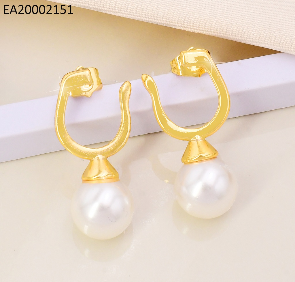 ARETES "U" C/PERLA COLGANTE EE183-10 (NPE2025)
