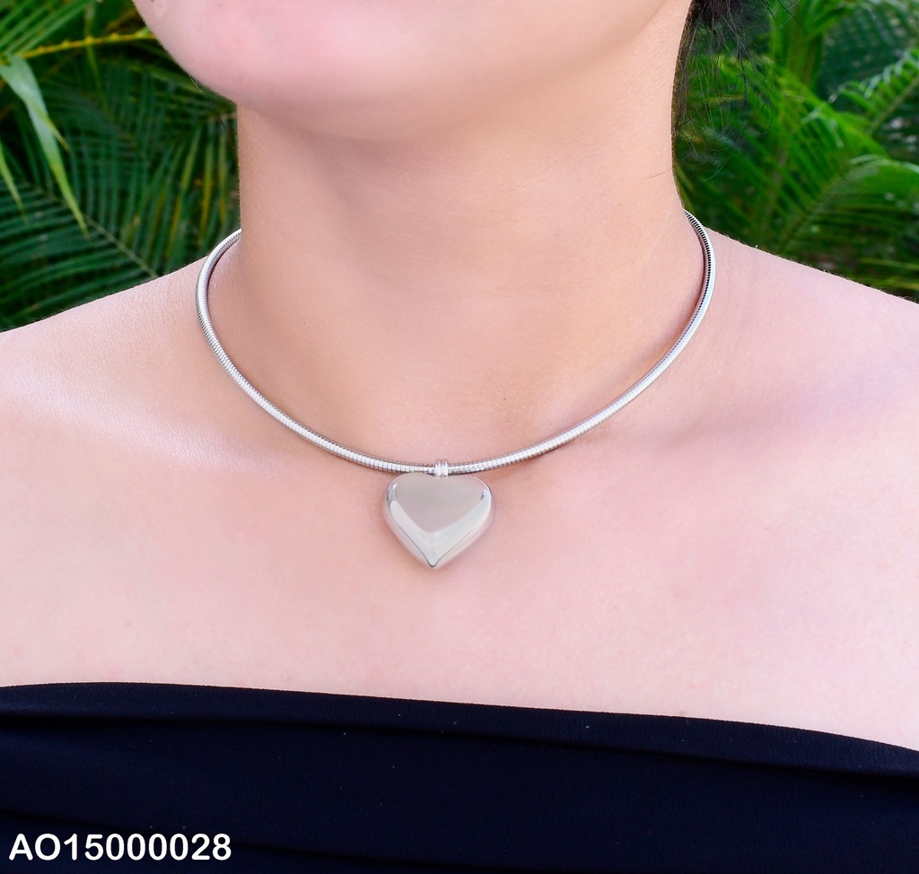 OMEGA PLATEADA DIJE CORAZON INFLADO CANDADO CILINDRO