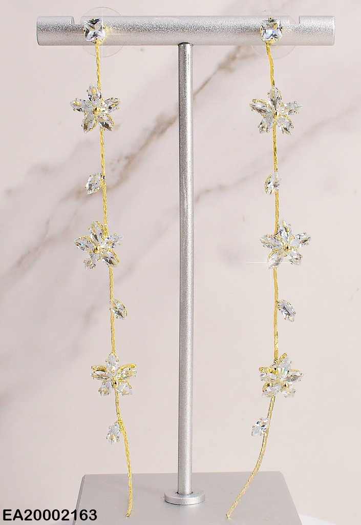 ARETES ZIRC.RD LINEA COLGANTE 3 FLORES/PETALOS