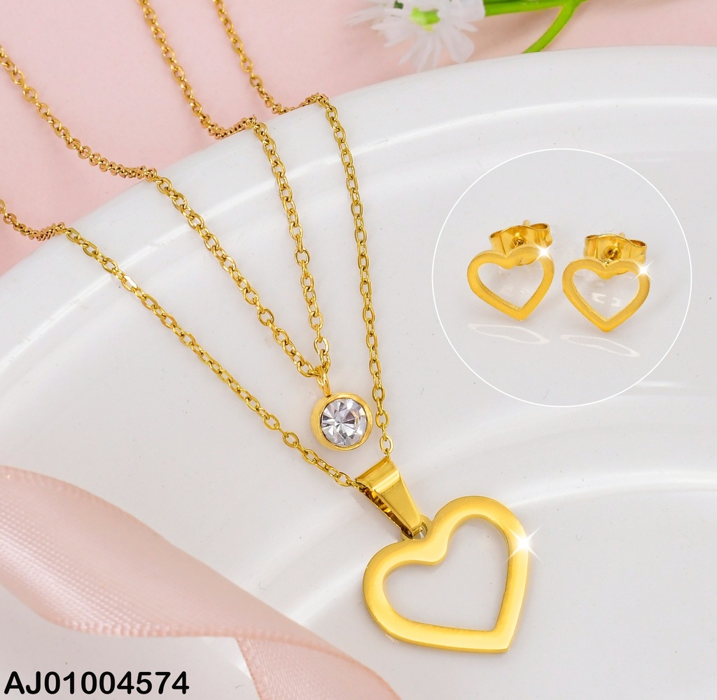 JUEGO DOBLE CAD.CROQUI CORAZON.DIJES:ZIRC.RD/♡
