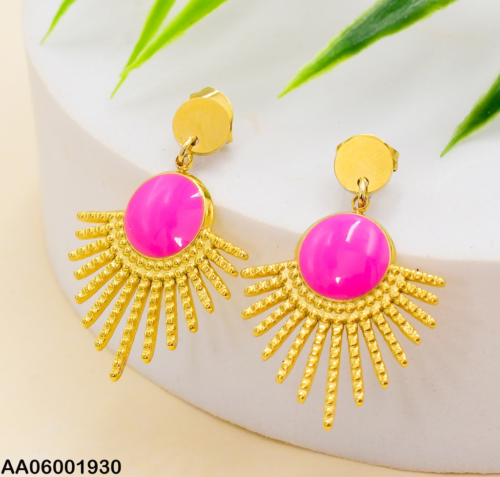 ARETES COLGAR RD FUCSIA C/RAYOS SOL