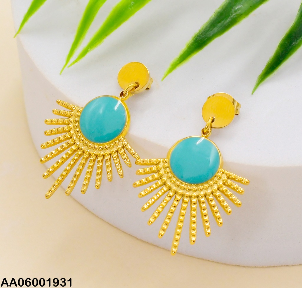 ARETES COLGAR RD TURQUESA C/RAYOS SOL