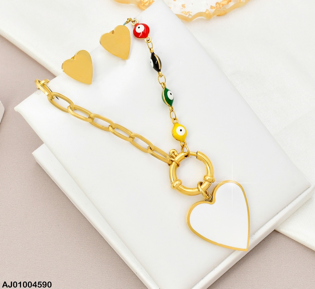JUEGO PLACAS CORAZONES CAD.MITAD ESLAB./OJITOS DIJE🤍
