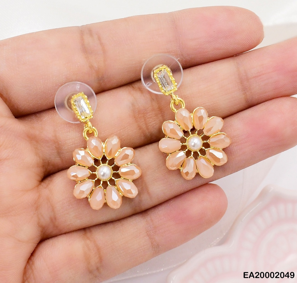 ARETES DE COLGAR FLOR SALMON