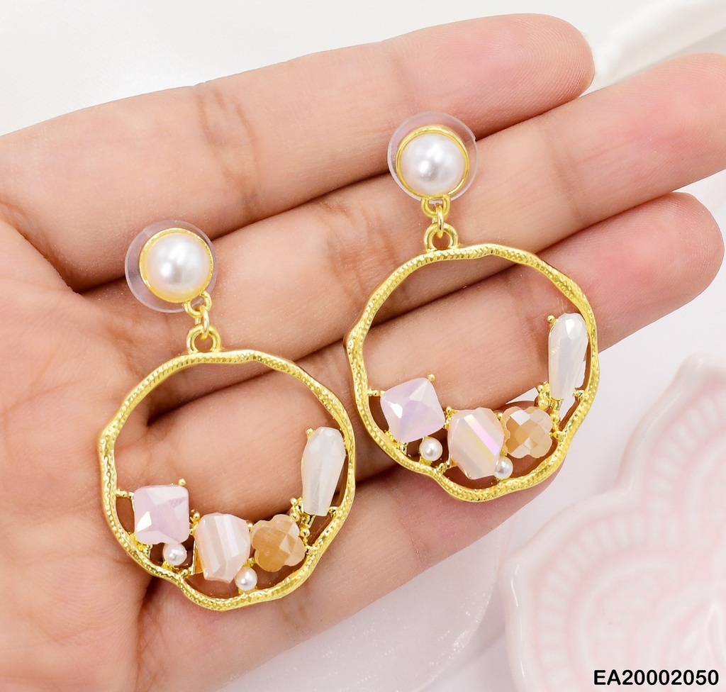 ARETES COLGAR CIRCULO COLGANTE PIEDRAS CENTRO
