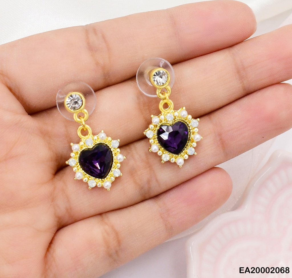 ARETES COLGAR ZIRCONIA💜BORDE PELOTITAS/PERLITAS