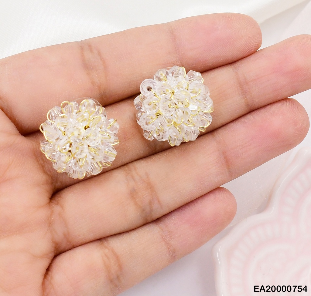 ARETES MEDIA PELOTA DE CRISTALES